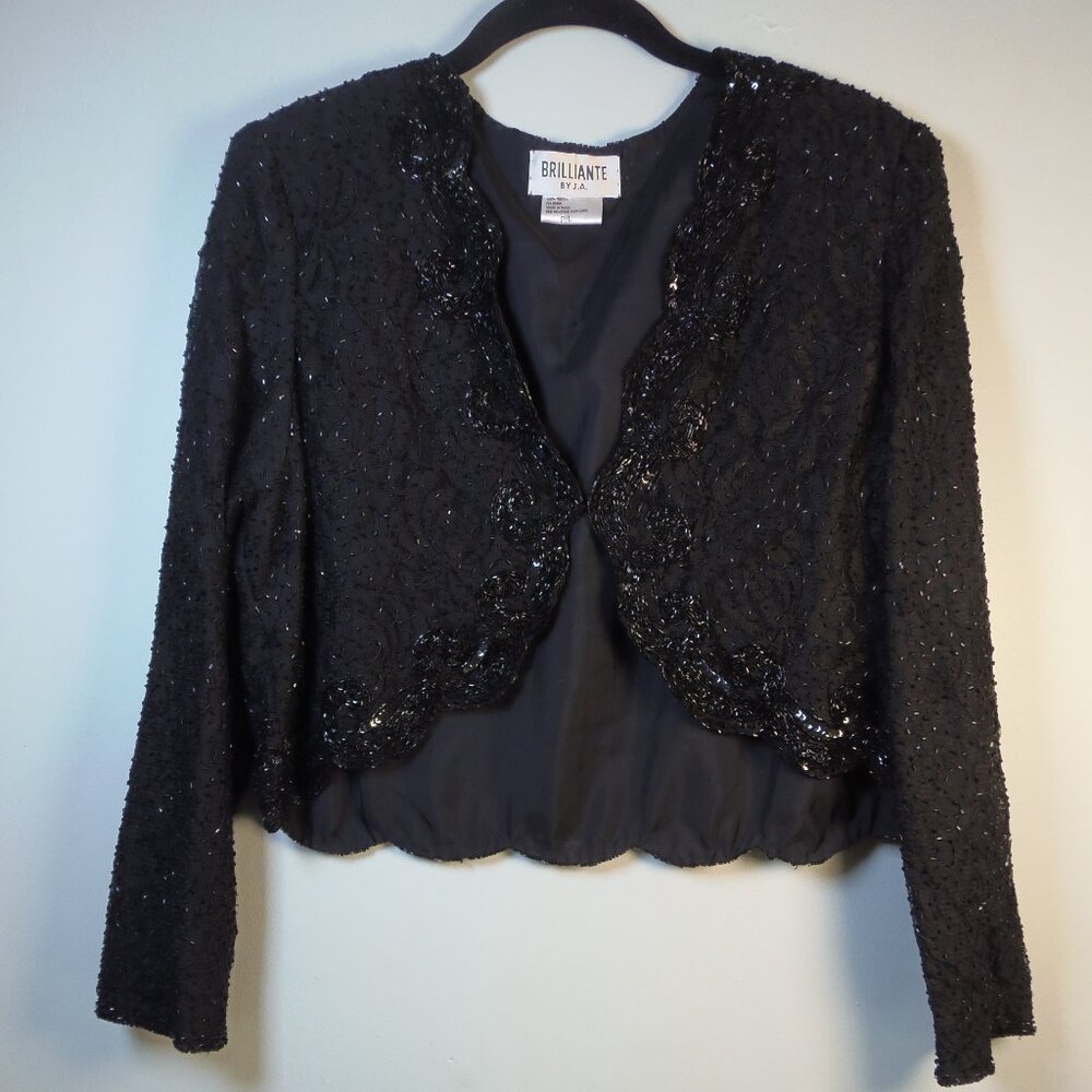 Brilliante by J.A. Embellished Jacket W/ Scalloped Hem SZ P/L WhimsyGoth Witchy